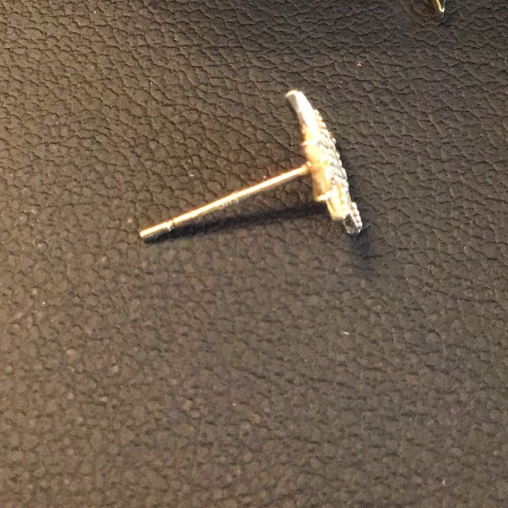 14K Yellow Gold Dainty CZ Star Earrings - Picture 6 of 7
